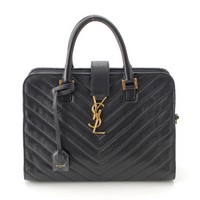 サンローラン SAINT LAURENT プチカバス カーフスキン レザー シェブロンキルティング 2WAY ショルダーバッグ 394461 ブラック