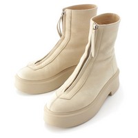 ザロウ THE ROW Zipped Boot 1 レザー フロントジップ アンクル ショート ブーツ シューズ オフホワイト ベージュ 38