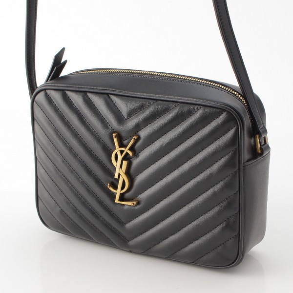 美品 YVES SAINT LAURENT イヴサンローラン ヴィンテージ YSL ブラウン ゴールド金具 レザー 斜め掛け