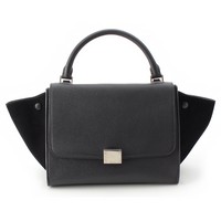 セリーヌ CELINE トラペーズ レザー スウェード シルバー金具 ショルダーバッグ 2WAY ハンドバッグ 174683MDB 38NO ブラック