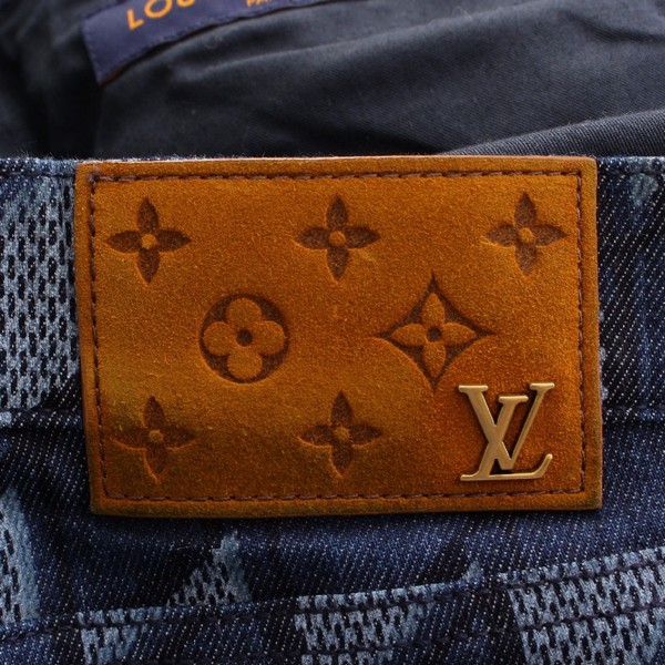 ルイヴィトン LOUIS VUITTON 22AW ダミエ コットン ダイヤモンド 総柄 デニムパンツ ジーンズ ボトムス HND76W  インディゴブルー 中古 通販 retro レトロ