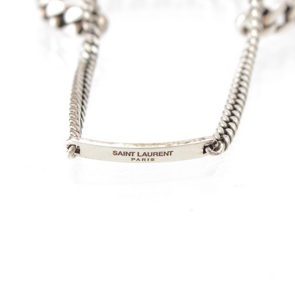 サンローラン SAINT LAURENT ダブルカフ カーブ チェーン ブレスレット ブレスレット アクセサリー 669667 シルバー 中古 通販  retro レトロ