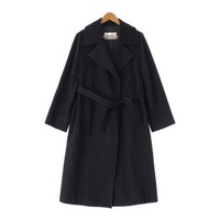 マックスマーラ MAX MARA カシミヤ100% 白タグ ベルト付 ロング ラップ コート ガウン アウター ブラック 36