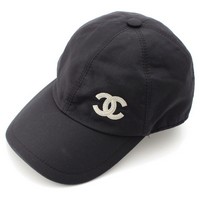 シャネル CHANEL コットン ココマーク ベースボール キャップ 帽子 ブラック