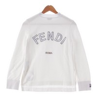 フェンディ FENDI 17年 コットン バックロゴ ショルダーファスナー スウェット トップス トレーナー FS6864 ホワイト 36