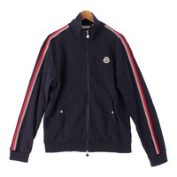 モンクレール MONCLER 21年 Maglia Cadirgan コットン ライン ロゴワッペン ジップアップ ブルゾン トラックジャケット ネイビー XL