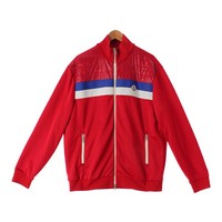 モンクレール MONCLER 21年 Maglia Cardigan ナイロン ロゴワッペン ニット切替 ダウン ブルゾン トラックジャケット レッド XL