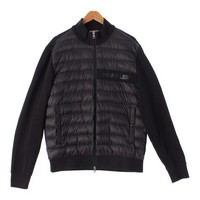 モンクレール MONCLER 20年 Maglia Cadirgan コットン ロゴ ニット切替 ダウンジャケット ブルゾン ブラック XL