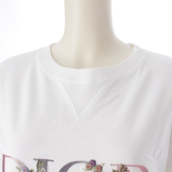 ディオール Dior 21SS Oversized Dior Flowers Tee コットン フラワーロゴ 刺繍 オーバーサイズ 半袖Ｔシャツ  トップス カットソー 113J686A0554 ホワイト M 中古 通販 retro レトロ