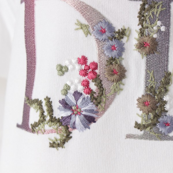 ディオール Dior 21SS Oversized Dior Flowers Tee コットン フラワーロゴ 刺繍 オーバーサイズ 半袖Ｔシャツ  トップス カットソー 113J686A0554 ホワイト M 中古 通販 retro レトロ