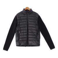 モンクレール MONCLER 22年 ウール ニット切替 ワッペン 長袖 ドッキング ダウンジャケット アウター H20919B00006 ブラック L