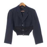 コムデギャルソン COMME des GARCONS 93AW ウール 異素材 ドッキング ショート テーラードジャケット アウター ネイビー S