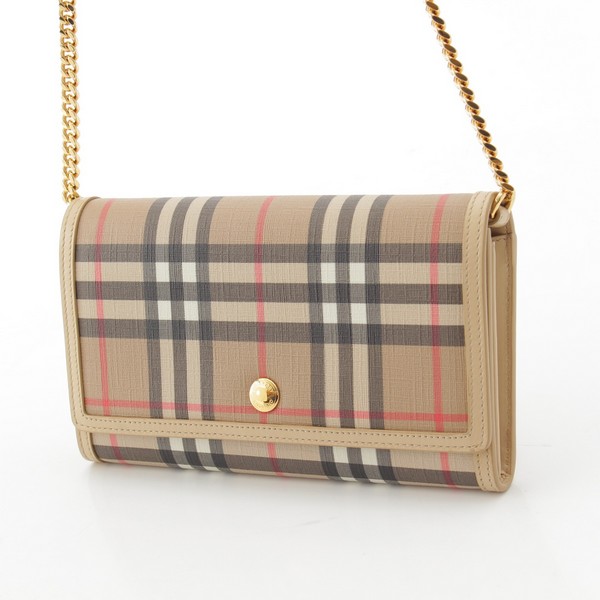 バーバリー BURBERRY レザー ノバチェック ロゴボタン チェーン ショルダーバッグ クロスボディ ベージュ 中古 通販 retro レトロ