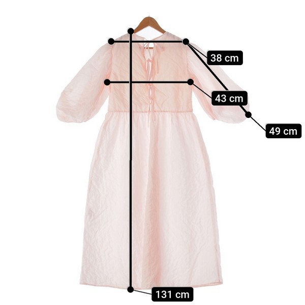 セシリーバンセン Cecilie Bahnsen 23SS THE OUTNET PINK DRESS ナイロン ティアード パフスリーブ  レースアップ ロング ワンピース ドレス 23SS ピンク 中古 通販 retro レトロ