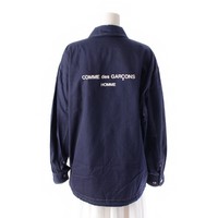 コムデギャルソンオム COMME des GARCONS HOMME 90s コットン ヴィンテージ ステッチ バックロゴ カバーオール コーチ ジャケット シャツ トップス HJ-110880 ネイビー M