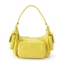 ミュウミュウ MIUMIU 24SS ポケットバッグ ナッパレザー ワンショルダー ハンドバッグ 5BC146 シトロンイエロー