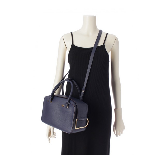 デルヴォー Delvaux クールボックスMM トリヨンソフトレザー 2way ショルダー ハンドバッグ ゴールド金具 ネイビー 中古 通販  retro レトロ