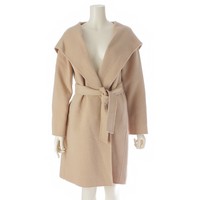 マックスマーラ ウィークエンド Max Mara Weekend ウール ベルト フード ラップ コート ガウン アウター ベージュ 40