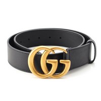 グッチ GUCCI リエディション レザー ダブルG 2015 アンティーク金具 ワイド ベルト 400593 ブラック 80