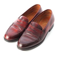 クロケットアンドジョーンズ CROCKETT&JONES BOSTON レザー コイン ローファー ドレスシューズ 8363 ブラウン バーガンディ