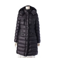 モンクレール MONCLER HERMINE エルミンヌ ナイロン ロゴワッペン ロング　フード ダウンコート F20931C51100 ブラック 2