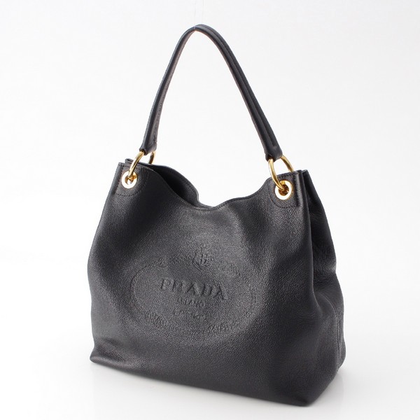 プラダ PRADA レザー エンボスロゴ ヴィッテロフェニックス ワン ショルダーバッグ 1BC051 ブラック 中古 通販 retro レトロ