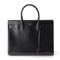 サンローラン SAINT LAURENT レザー ロゴ サックドジュール  ハンドバッグ ブラック