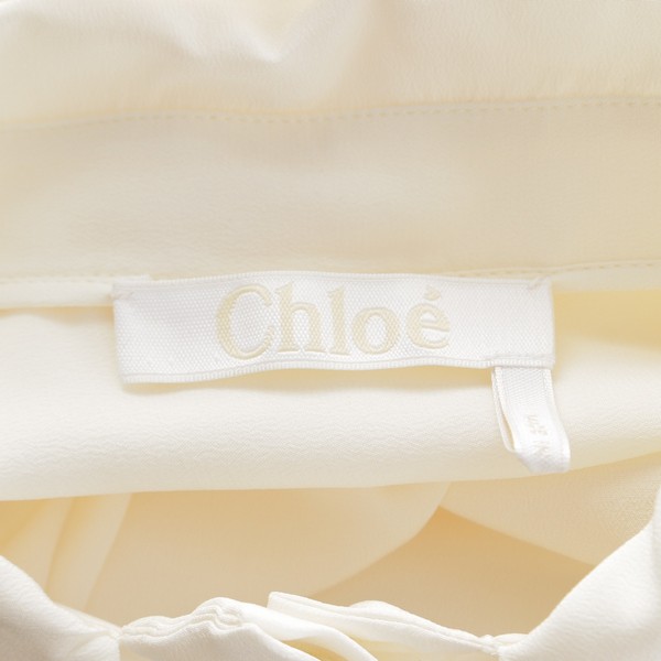 クロエ Chloe 23FALL シルク リボンタイデザイン 比翼 ブラウス シャツ トップス AHT4810424 ホワイト 34 中古 通販  retro レトロ