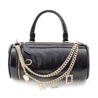 ロジェヴィヴィエ Roger Vivier MINI CHARM VIVIER BOWLING BAG レザー ハート ビジュー ロゴ 2way チェーンショルダー ハンドバッグ ミニボストン ブラック ゴールド金具