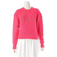 シャネル CHANEL 20SS カシミヤ ロゴ パール ビーズ セーター ニット トップス P65189 ピンク 36