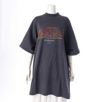 バレンシアガ BALENCIAGA コットン ロゴ ヴィンテージ加工 オーバーサイズ 半袖Ｔシャツ トップス カットソー ワンピース 739028 グレー 2