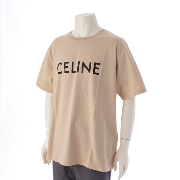 セリーヌ CELINE コットン ロゴプリント 半袖Ｔシャツ トップス カットソー 2X681671Q ベージュ L 中古 通販 retro レトロ