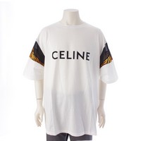 セリーヌ CELINE コットン メッシュ レオパード柄 オーバーサイズ ロゴ 半袖Ｔシャツ トップス カットソー 2X50A671Q ホワイト S