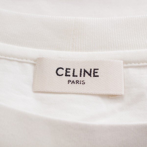 セリーヌ CELINE コットン メッシュ レオパード柄 オーバーサイズ ロゴ 半袖Ｔシャツ トップス カットソー 2X50A671Q ホワイト S  中古 通販 retro レトロ