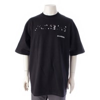 バレンシアガ BALENCIAGA コットン ロゴ オーバーサイズ 半袖Ｔシャツ トップス カットソー 641675 ブラック S