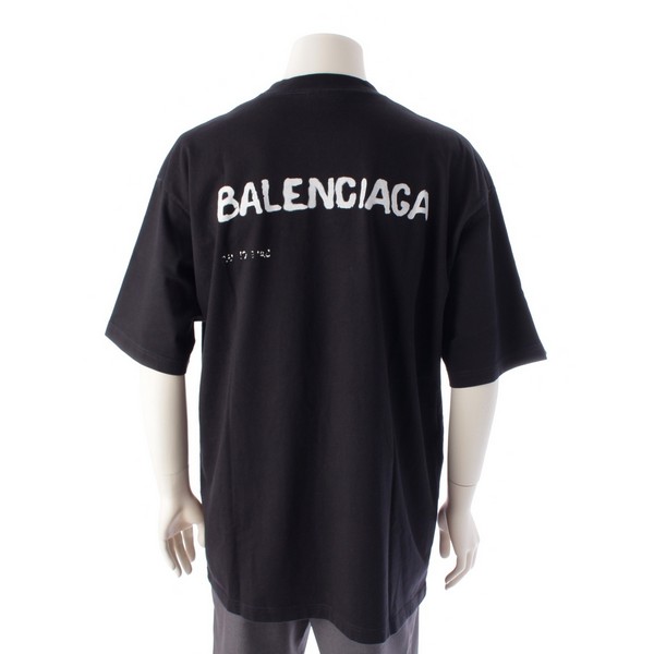 バレンシアガ BALENCIAGA コットン ロゴ オーバーサイズ 半袖Ｔシャツ トップス カットソー 641675 ブラック S 中古 通販  retro レトロ