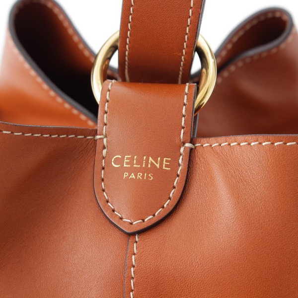 セリーヌ CELINE ストラップボックス カーフスキン ワンショルダー ハンドバッグ 197143DPE タン ブラウン 中古 通販 retro  レトロ