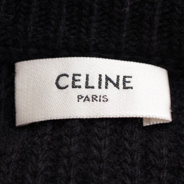 セリーヌ CELINE 21SS ウール エディスリマン オーバーサイズ クルーネック ロゴ ニット 2A09T423P ブラック XS 中古 通販  retro レトロ