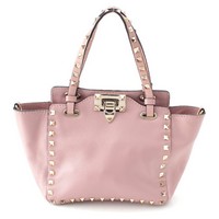 ヴァレンティノ VALENTINO レザー ロックスタッズ 2WAY ショルダー トートバッグ ハンドバッグ ピンク