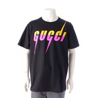 グッチ GUCCI コットン ロゴ プリント 半袖Ｔシャツ トップス カットソー 548334 ブラック M