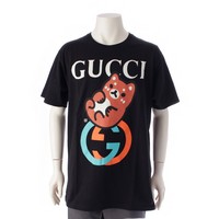 グッチ GUCCI コットン PIKARAR ロゴプリント 半袖Ｔシャツ トップス カットソー 548334 ブラック M