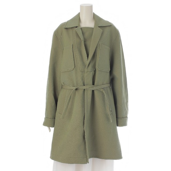 ジルサンダー JIL SANDER 22AW ウール パッチポケット ベルテッド コート アウター J02AM0006 グリーン 32 中古 通販  retro レトロ