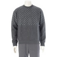 ルイヴィトン LOUIS VUITTON 22AW コットン ダミエスプレッド プリンテッド クルーネック トレーナー スウェット トップス グレー S