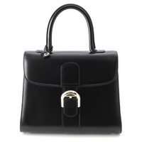 デルヴォー Delvaux ブリヨンMM ボックスカーフ 2way ショルダーバッグ ハンドバッグ ブラック