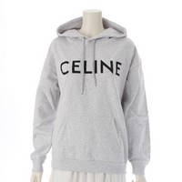 セリーヌ CELINE 21AW コットン ロゴ ルーズ フーディー パーカー トップス 2Y369052H グレー S