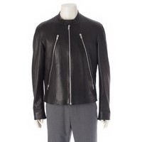 メゾンマルジェラ Maison Margiela 22SS レザー 14 八の字 ジップ シングル ライダースジャケット S50AM0489 ブラック 50