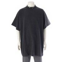 バレンシアガ BALENCIAGA 23AW コットン オーバーサイズ ダメージ加工 Pierced T-Shirt ピアス 半袖Ｔシャツ 761460 グレー ブラック 3