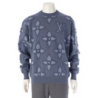 ルイヴィトン LOUIS VUITTON 25SS コットン モノグラムジャガード クルーネック ニット トップス HSN10W ネイビー L