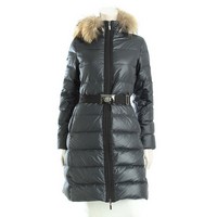 モンクレール MONCLER 14AW ナンテスファー NANTES FUR ファー フード ベルト ダウンコート アウター 49990 ネイビー 00