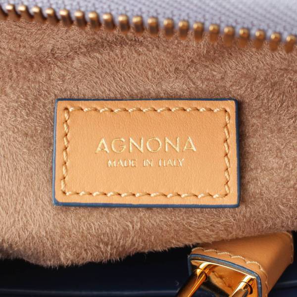 アニオナ(AGNONA) セグレタ デニム 2WAY ハンドバッグ ブルー 中古